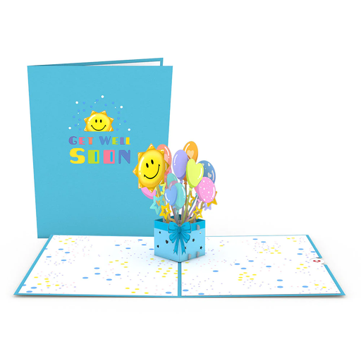 [LP2518] Get Well Soon Balloons Pop-Up Card